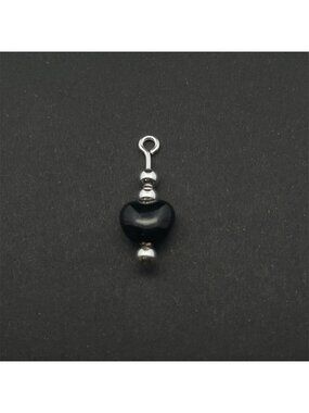 925 Sterling Silver Interchangeable Modular Add On Pendant Enamel Heart Black Be